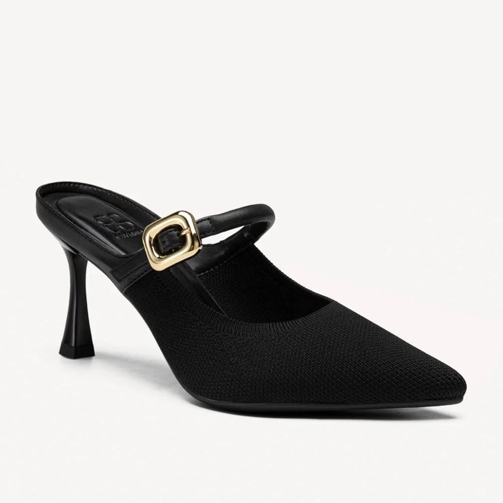NWT!! Black GraceLithe Pointed Toe Heeled Mules